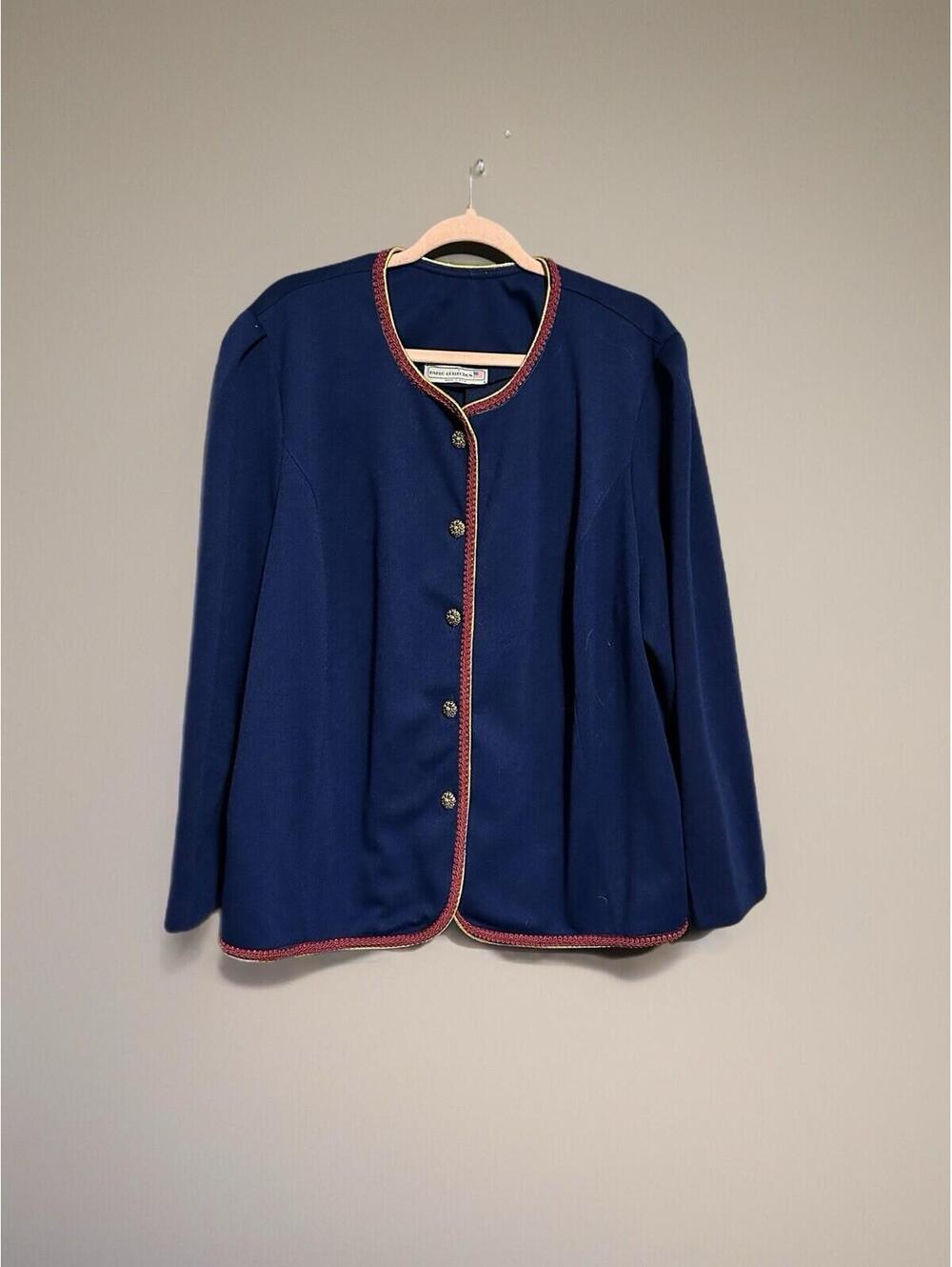 Pablo Collection Classic Navy Blue Wool Blend Jacket Size 24WP